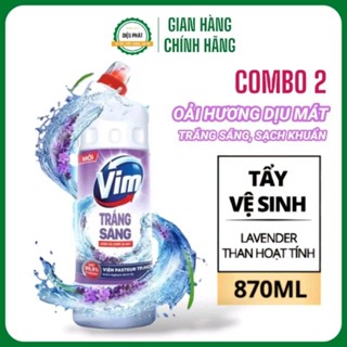 COMBO 5 Nước Tẩy Bồn Cầu Làm Sạch Nhà Tắm VIM Trắng Sáng Mùi Dịu Nhẹ Hương Lavender Than Hoạt Tính Chai 870ml