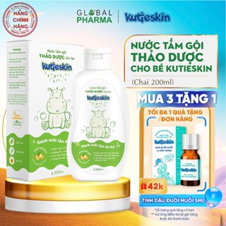 Nước tắm gội thảo dược Kutieskin cho bé từ sơ sinh - Giảm mẩn ngứa, rôm sẩy, dưỡng ẩm (Chai 200ml)