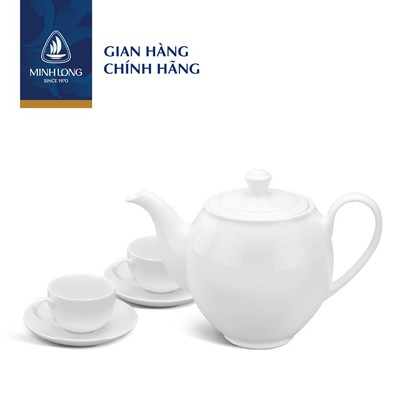 Bộ Trà Sứ Cao Cấp Minh Long - Camellia - Trắng