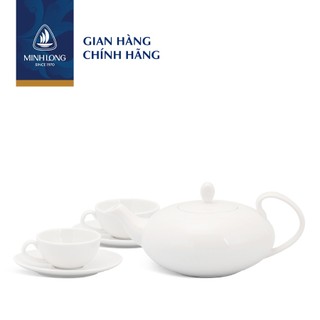 Bộ trà sứ cao cấp minh long 0.47 l - anna elip - trắng ngà