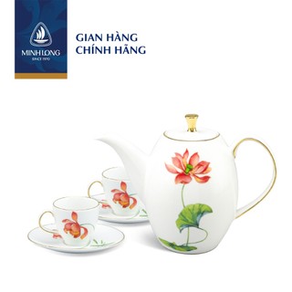 Bộ trà sứ cao cấp minh long 0.47 l - anna - hương sen