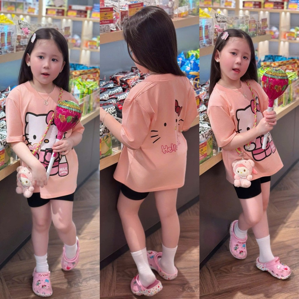 Set bộ leggiing cho bé gái hình hello kitty, set áo thun quần legging chất bozip co dãn,TPKIDS,[M1008]
