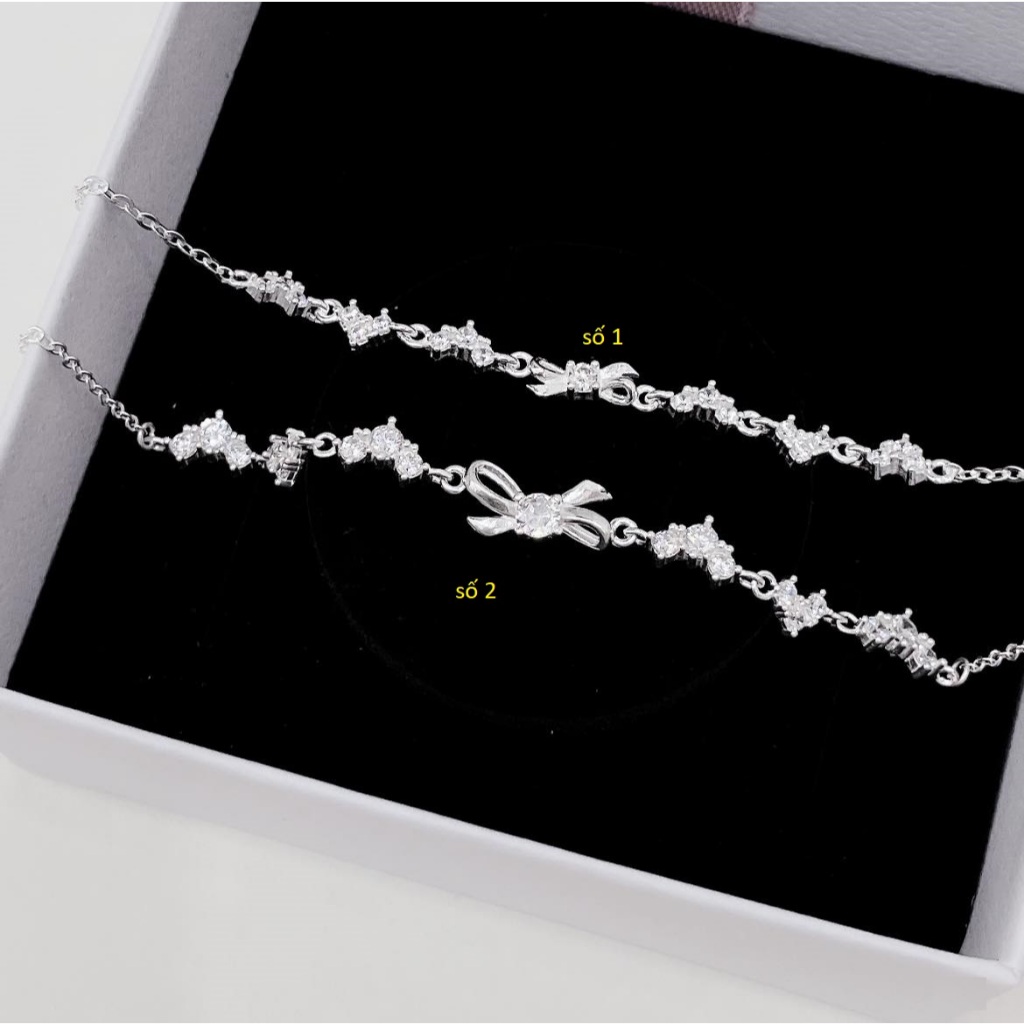 Lắc tay bạc nữ nơ mix 3 trái tim bạc ta