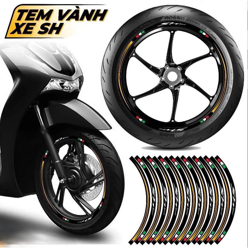 Tem Vành Phản Quang Dán Xe SH  , Decal Vành Mâm SH 150i 125i 350i  2023  2017 Bền Màu