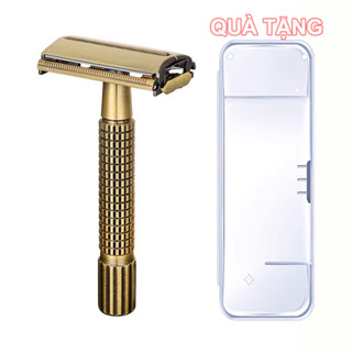 Dao cạo râu cổ điển dành cho nam bằng đồng thau mở nắp cánh bướm - Tặng 10 lưỡi dao lam + HỘP NHỰA