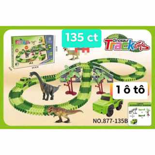 Bộ lắp ráp đường đua ô tô khủng long, đồ chơi lắp ghép đường ray khủng long cỡ lớn cho bé thoả sức sáng tạo