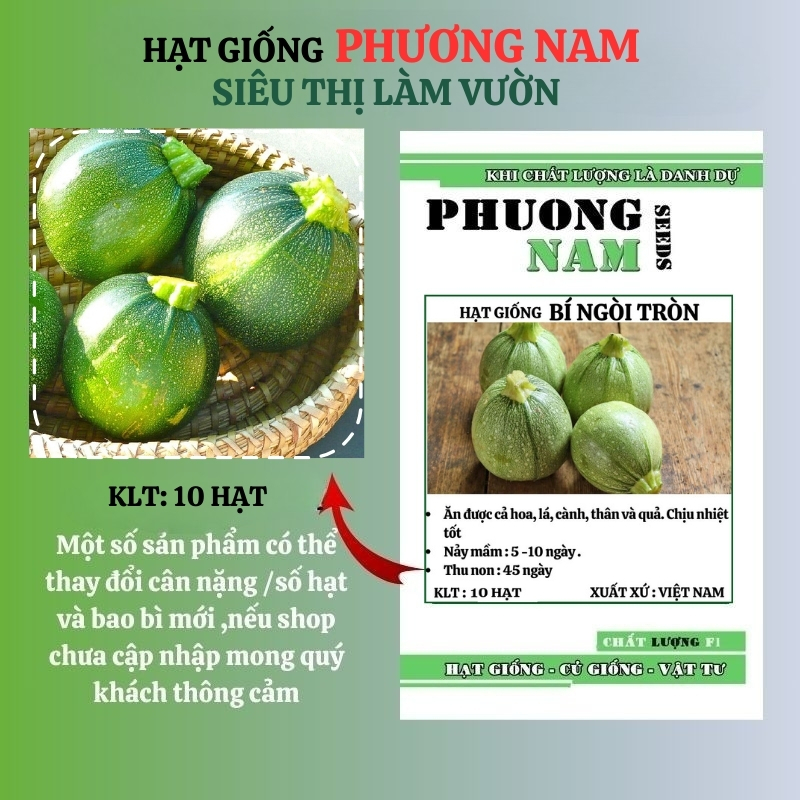 10 Hạt - Hạt Giống Bí Ngòi Tròn Phương Nam