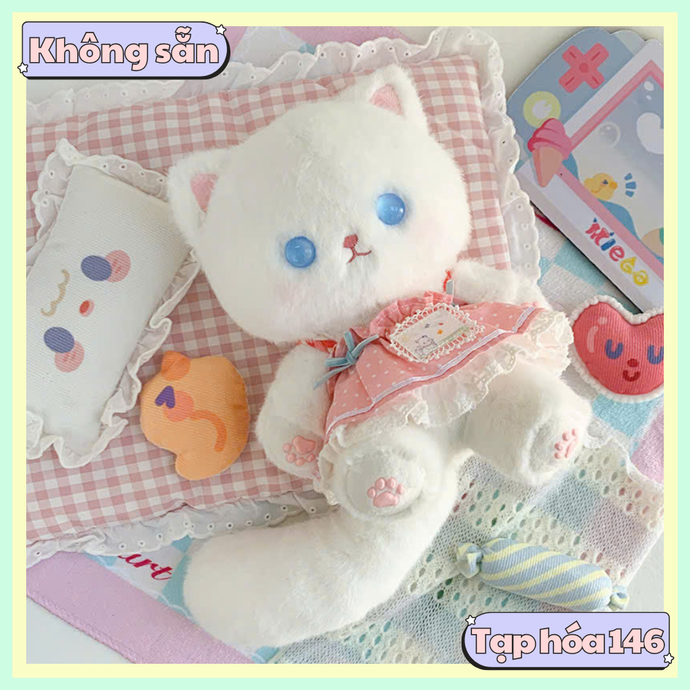 [SẴN] Doll thú 20cm có tai và đuôi - Búp bê mèo bông không thuộc tính 20cm có xương