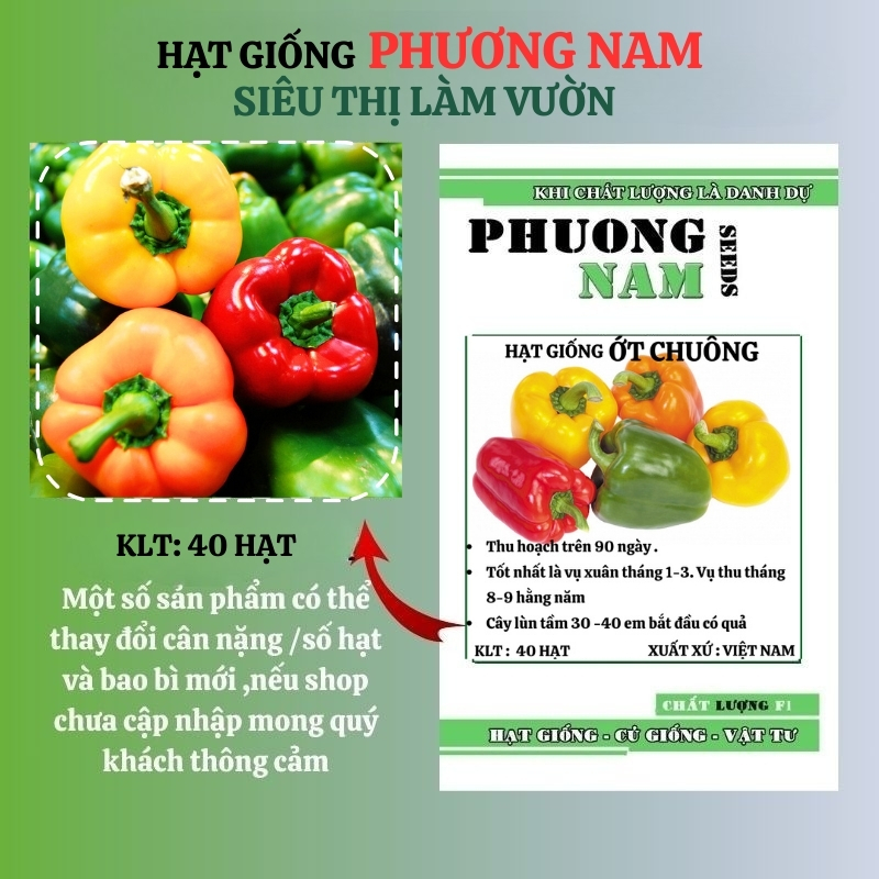 40 Hạt - Hạt Giống Ớt Chuông Phương Nam