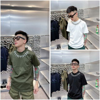 Áo Thun Nam Siêu Cấp Màu Đen Xanh Rêu Trắng In Mặt Trước Chất Liệu Cotton Dệt Kim Thấm Hút Mồ Hôi