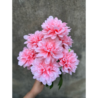 Cụm cúc thược dược 9 bông- hoa giả, hoa vải- hoa decor