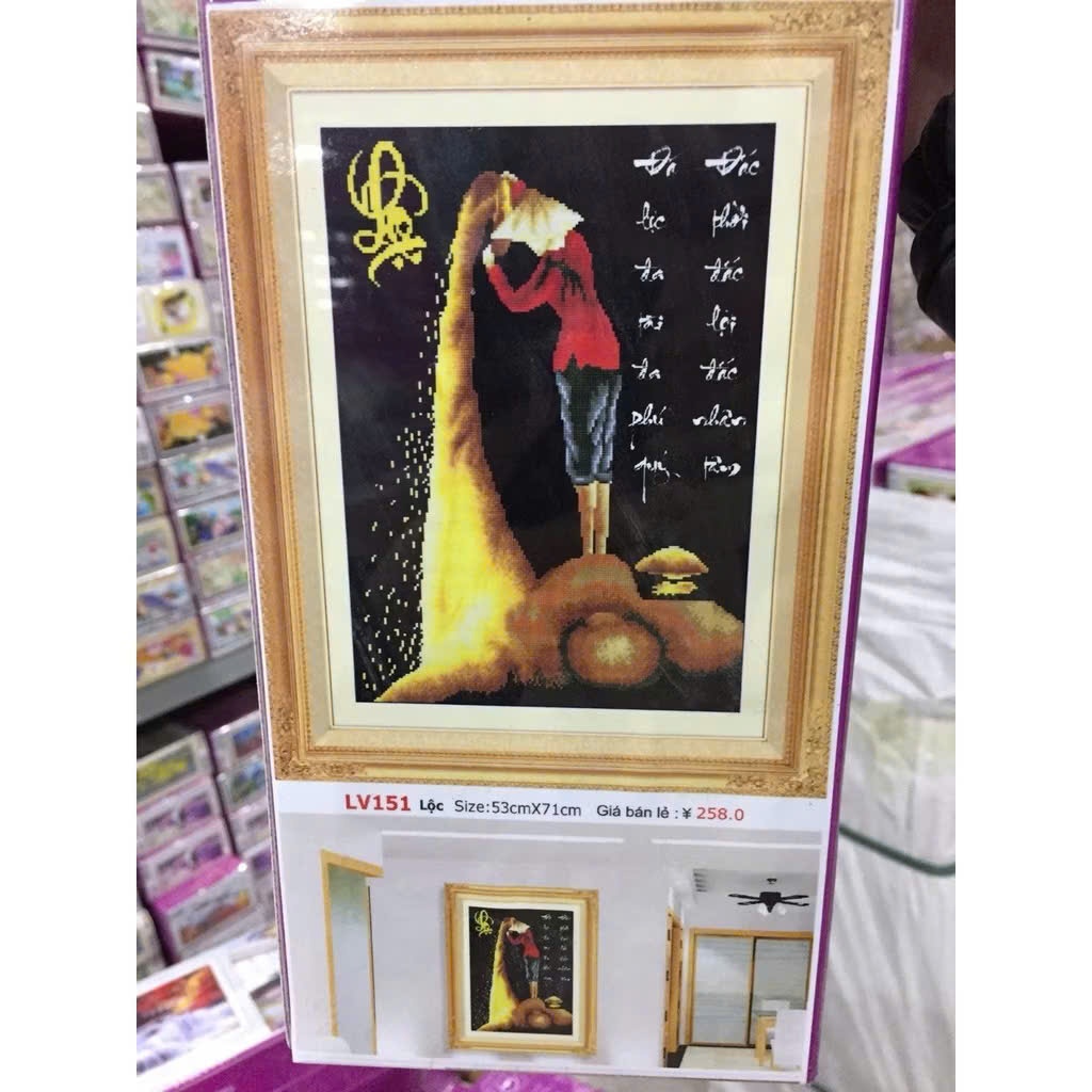 Tranh đính đá Lộc Lúa KT: 50x68cm, Tranh chưa đính