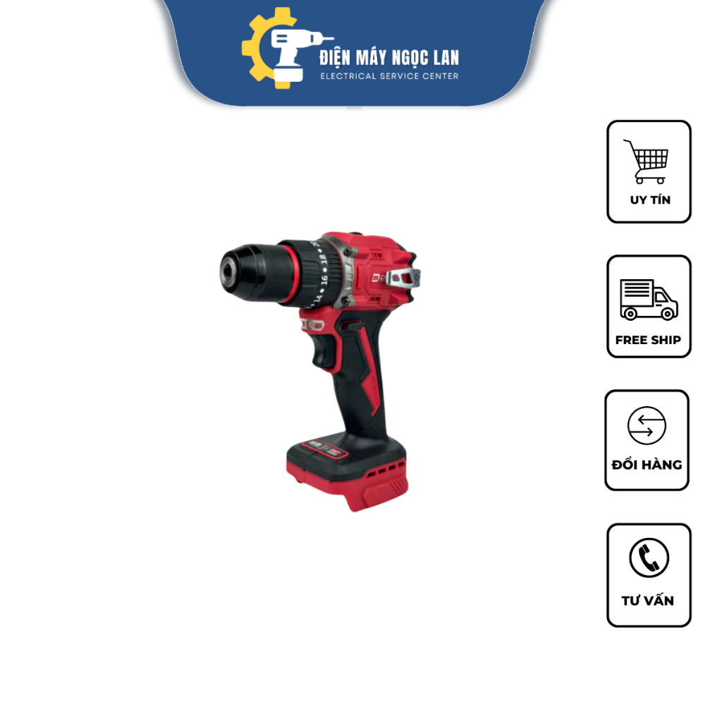 Thân Máy Khoan Pin Drama D-5521 Động Cơ Không Chổi Than 3 Chức Năng Sử Dụng Chân Pin Phổ Thông 4Cm