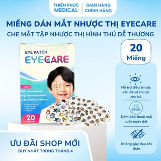 Miếng Dán Mắt Nhược Thị EyeCare Che Mắt Tập Nhược Thị Hình Thú Dễ Thương, Hộp 20 Miếng