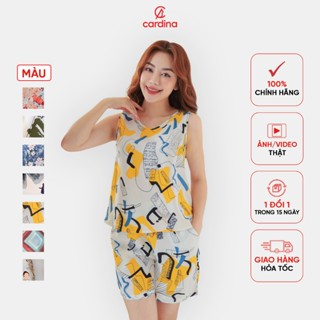 Đồ Bộ Nữ CARDINA Chất Lụa Mango Cao Cấp Quần Đùi Áo Sát Nách Họa Tiết Nhẹ Nhàng Nữ Tính 5BMN02
