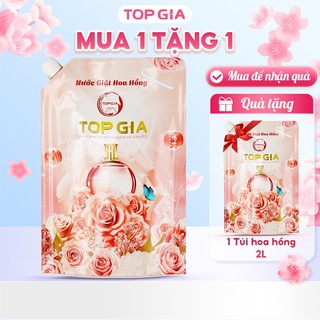   Mua 1 tặng 1  Nước giặt xả Top Gia hương Hoa Hồng túi 2L dịu nhẹ an toàn cho da lưu hương 72h 
