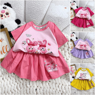 Sét Váy Bé Gái (10-19kg), Chất Cotton Co Dãn 4 Chiều Thấm Hút Mồ Hôi In Hình Bé Baby Three (SG02)