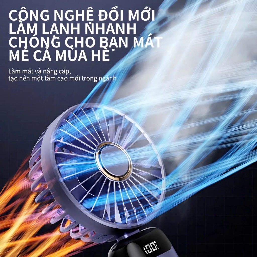 Quạt mini cầm tay FMN-01, quạt gấp gọn mini 5 cấp độ gió, có màn hình LED hiển thị, pin 3000mAh sử dụng nhiều giờ | BigBuy360 - bigbuy360.vn