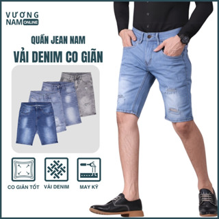 Quần short jean nam co giãn HÀNG XƯỞNG VN wash trơn xước rách đẹp chất bò VNO108