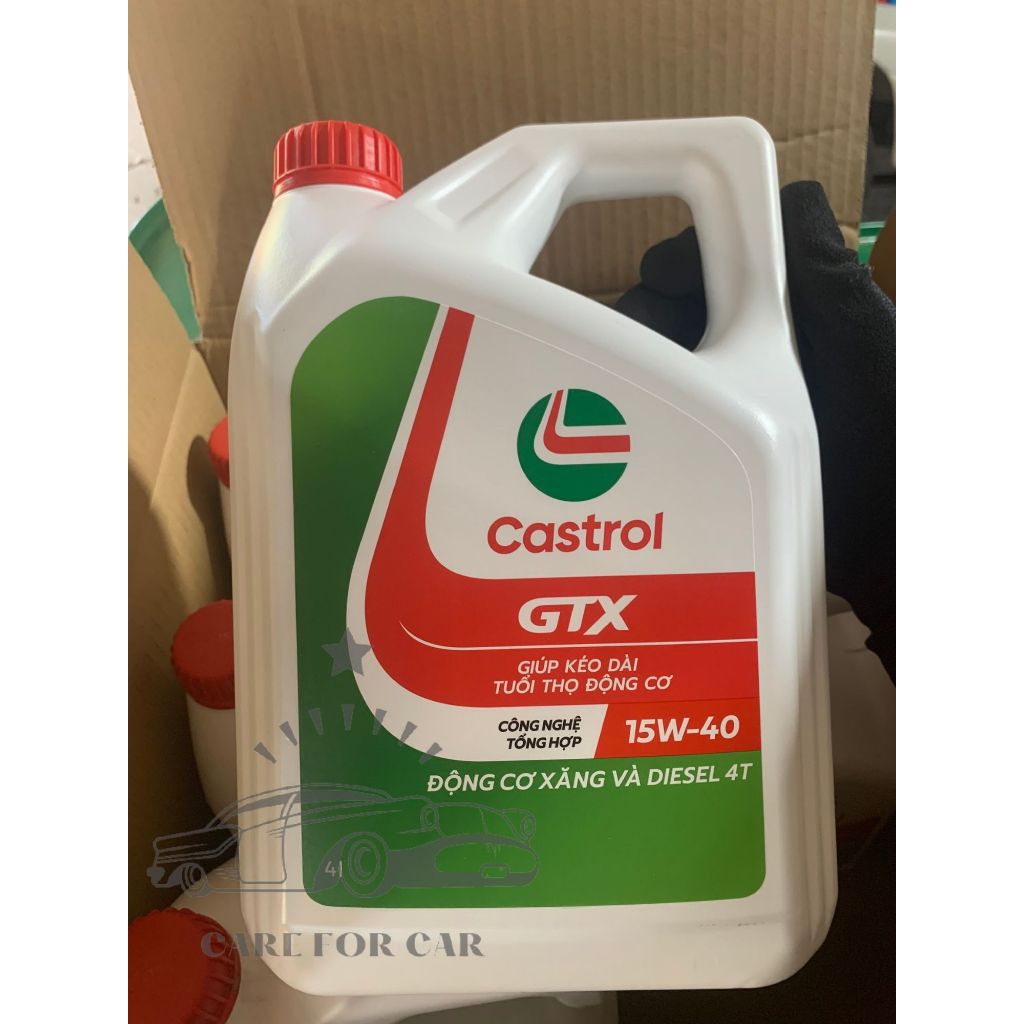 [ CHÍNH HÃNG 100% ] Nhớt Ô Tô Castrol GTX 15W40 - can 4 lít - phù hợp cho cả động cơ xăng và động cơ