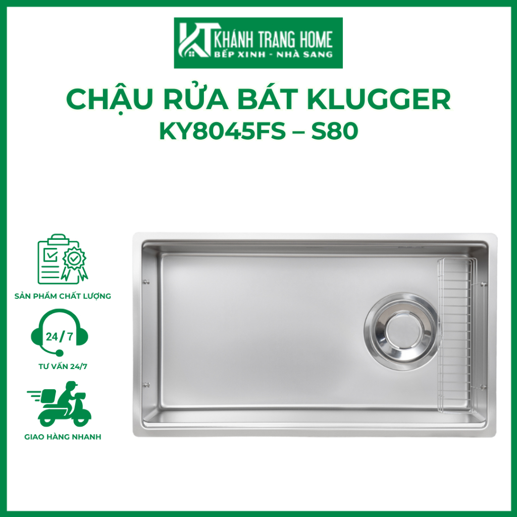 Chậu rửa bát KLUGER KY8045FS – S80 chất liệu thép không gỉ POSCO 304 cao cấp - Khánh Trang Home
