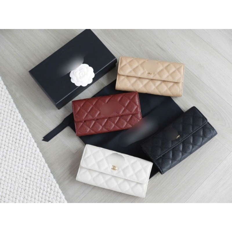 Ví nữ dài cầm tay cao cấp da hột khóa vàng sz19cm siêu xinh fullbox