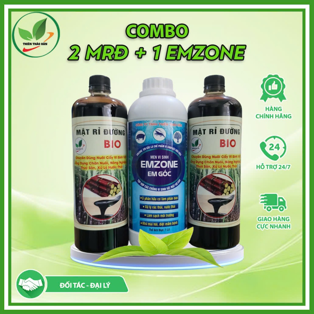 Combo 2 chai mật 1 Lít  ( Mật Loại 1 )+ 1 chai Emzone 1 Lít