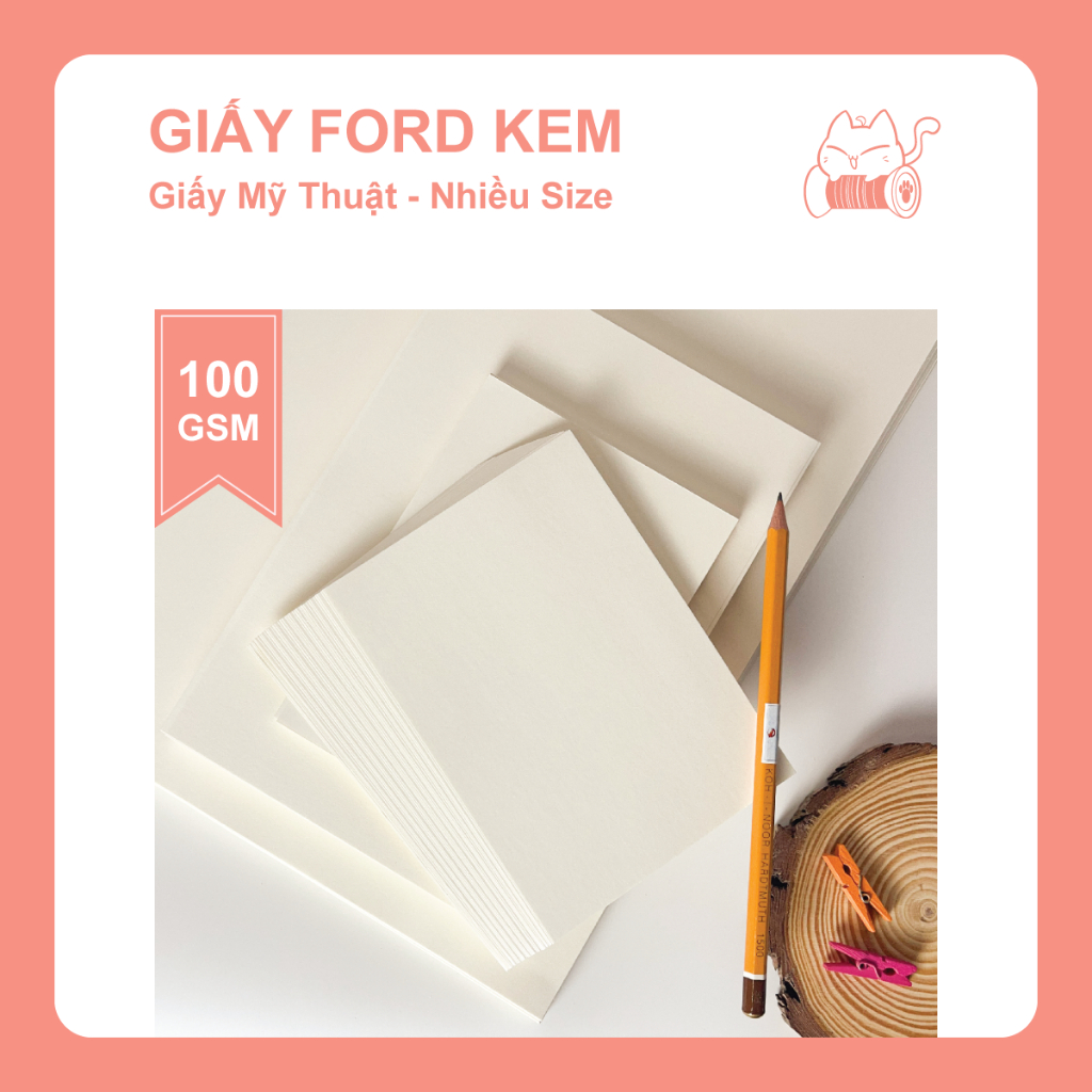 Xấp 100 tờ giấy Ford Kem 100 GSM - Giấy A3, A4, A5, A6 - Giấy mỹ thuật, giấy vẽ, giấy in
