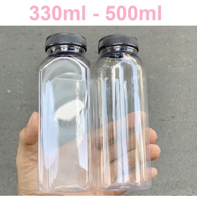 Set 10 chai nhựa pet trong cổ rộng 330ml-500ml