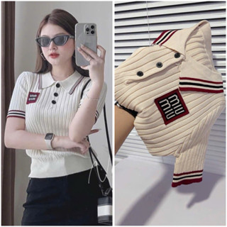 Áo polo phông thun nữ cộc tay cổ polo chất len mongtoghi cổ viền màu kem hàng QC kèm ảnh thật