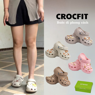  Dép Sục Crocs Tăng Chiều Cao Dép Đúc Crocs Hồng Crocs Platform Chính Hãng Cao Cấp FULL BOX 