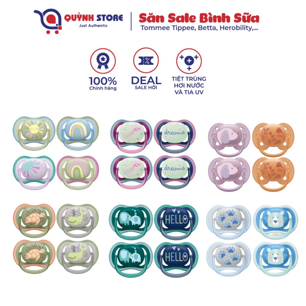  Tổng hợp các mẫu Ti ngậm ti giả Avent Ultra Air Utra Soft size 0-6m 6-18m 18m+ 