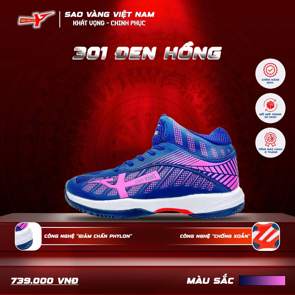 Giày Sao Vàng 301 Black Pink - Giày Bóng Chuyền