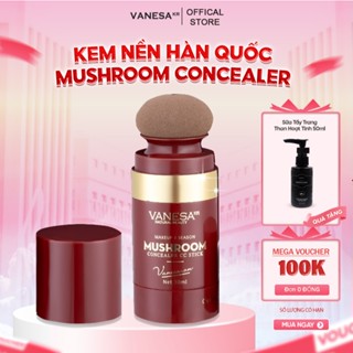  Kem nền trang điểm CC VANESA MUSHROOM Concealer Stick che khuyết điểm mềm mịn nâng tone chống nước kèm mút tán kem 