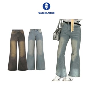 Calem club - Quần jean wash dáng dài ỐNG LOE tôn dáng