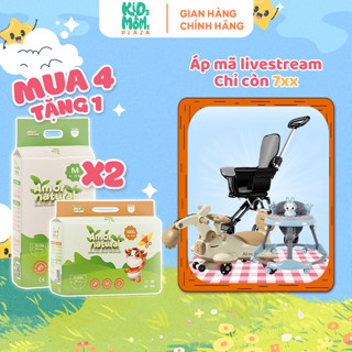 (4A) [TẶNG XE ĐẨY GẤP GỌN/XE LẮC] COMBO 4 bịch tã/bỉm quần/dán Amor Natural mỏng thoáng size NB/S/M/L/XL/2XL/3XL/4XL