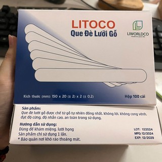 Que Đè Lưỡi LITOCO  -   Gỗ Hộp 100 Que