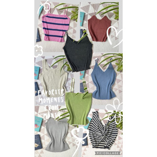    Preloved - Thrift   Áo 2 dây croptop chất liệu len Mongtogy S02 