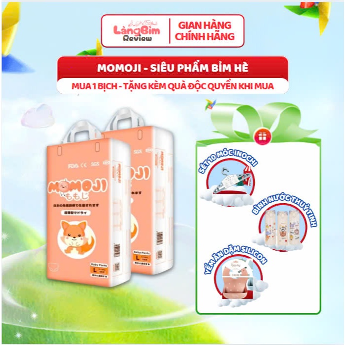 Tã Bỉm Quần/Dán Momoji Extra Plus Mềm Mại, Siêu Mỏng, Siêu Thâm Hút Đủ Size Cho Bé Từ 4 - 20kg Chính