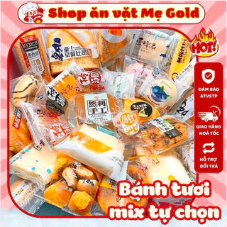 Tổng hợp bánh bông lan mix tự chọn, buffet bánh tươi ăn vặt nội địa TQ
