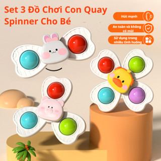  Set 3 con quay spinner dính tường cho bé Con quay treo tường hình động vật vịt thỏ sư tử đáng yêu 