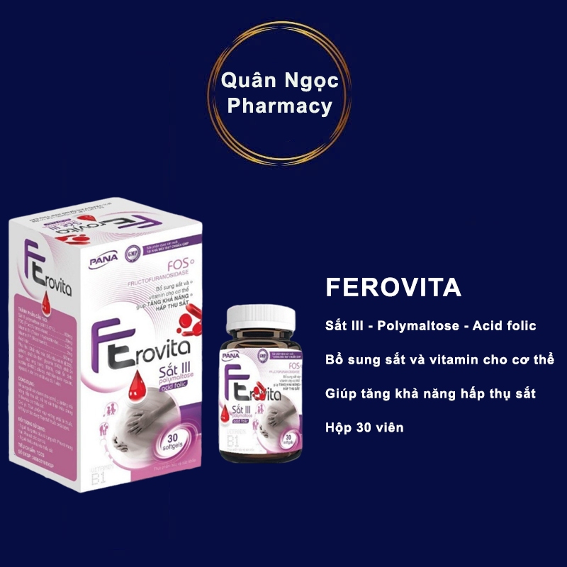 [CHÍNH HÃNG] Sắt bầu FEROVITA - Viên uống bổ sung sắt, acid folic cho bà bầu hỗ trợ tạo máu giảm mệt