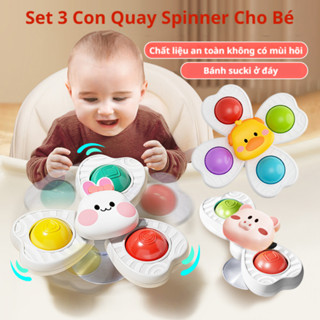  Set 3 con quay spinner dính tường cho bé Con quay treo tường hình động vật vịt thỏ sư tử đáng yêu 