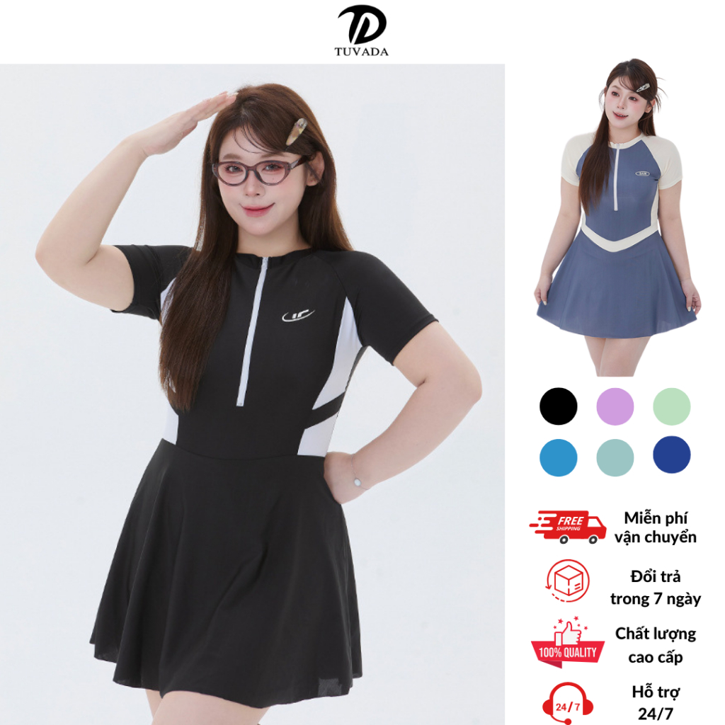 Bikini đi biển bigsize Tuvada, đồ bơi nữ co giãn tốt, đồ bơi 1 mảnh che bụng BVB41