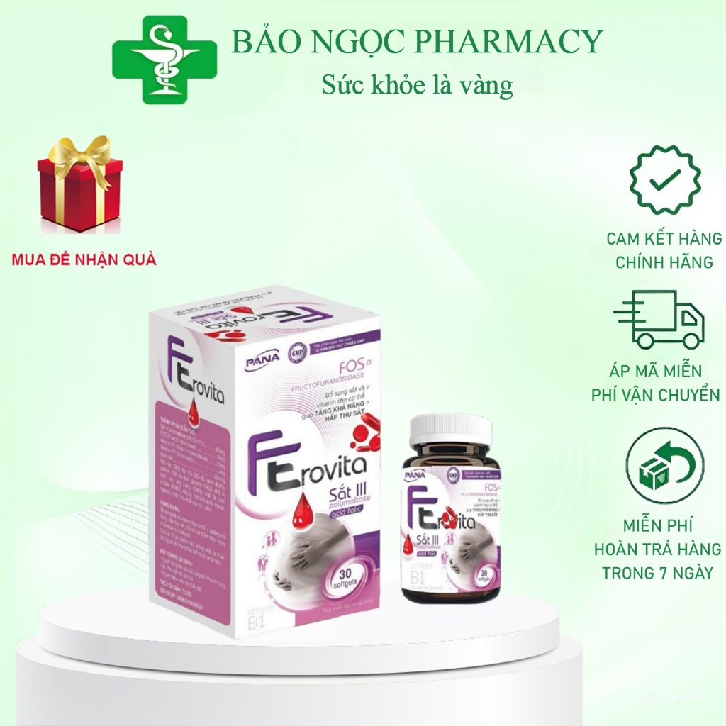 [CHÍNH HÃNG] Sắt bầu FEROVITA - Viên uống bổ sung sắt, acid folic cho bà bầu hỗ trợ tạo máu giảm mệt