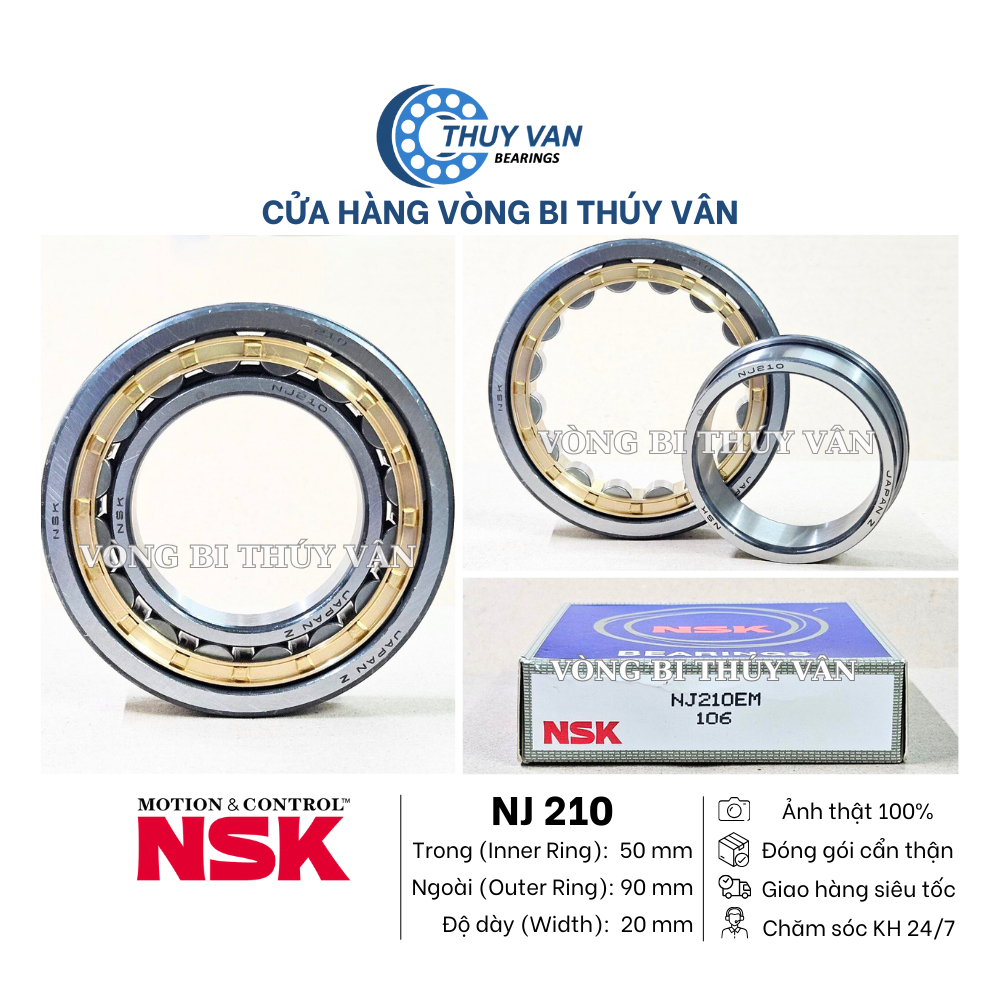 Vòng bi bạc đạn đũa đỡ một dãy NJ (ca trong tụt một bên) 210 211 212  hãng NSK