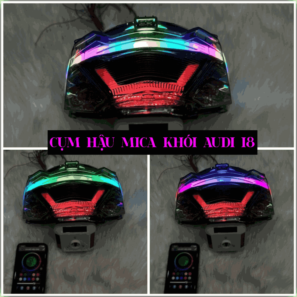 Cụm đèn hậu Khói độ sẵn audi i8 đổi màu chỉnh app cho FUTURE Led ( 1 bộ sẵn giắc cắm như zin)