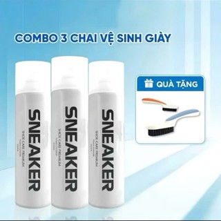 [ Tặng 1 Bàn Chải Giày ] Combo 3 Chai Xịt Tạo Bọt Vệ Sinh Giày Sneaker, Bình Xịt Tuyết Làm Sạch Trắng Giày Dép, Túi Xách