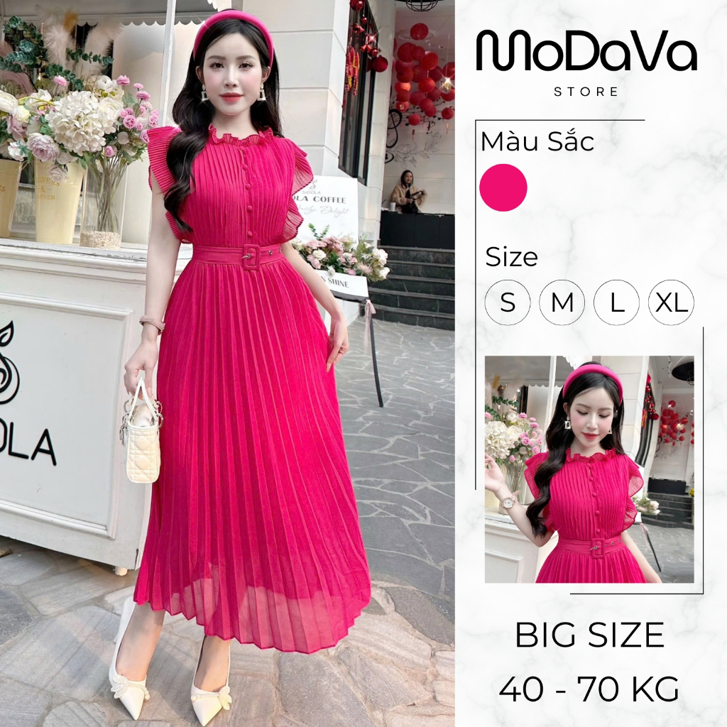 Váy thiết kế cổ xếp ly MODAVA V5619