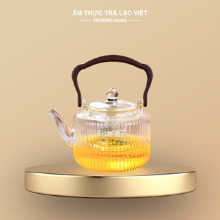 Ấm Trà Thuỷ Tinh Quai Gỗ Có Lõi Lọc Chịu Nhiệt 1300ml